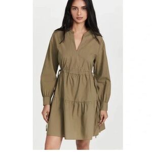 Rails Ivy Dress Medium moss green olive army long sleeve mini tiered ruffle